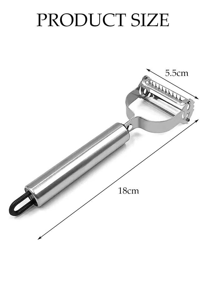 DUNISO Stainless Steel Peeler,2-In-1 Double-Head Planer Vegetable Grater,Fruit Planer Peeling Knife,Multi-Functional Fruit Vegetable Shredder Slicer,with Hanging Loop,Quick Smooth,for Peeling Vegetables and Fruits - Image 2