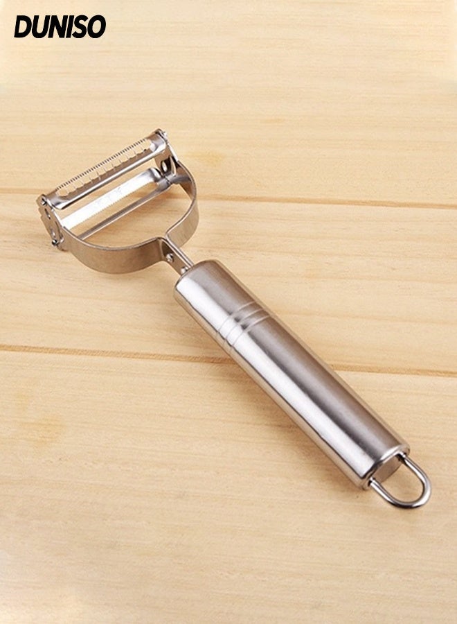 DUNISO Stainless Steel Peeler,2-In-1 Double-Head Planer Vegetable Grater,Fruit Planer Peeling Knife,Multi-Functional Fruit Vegetable Shredder Slicer,with Hanging Loop,Quick Smooth,for Peeling Vegetables and Fruits - Image 1