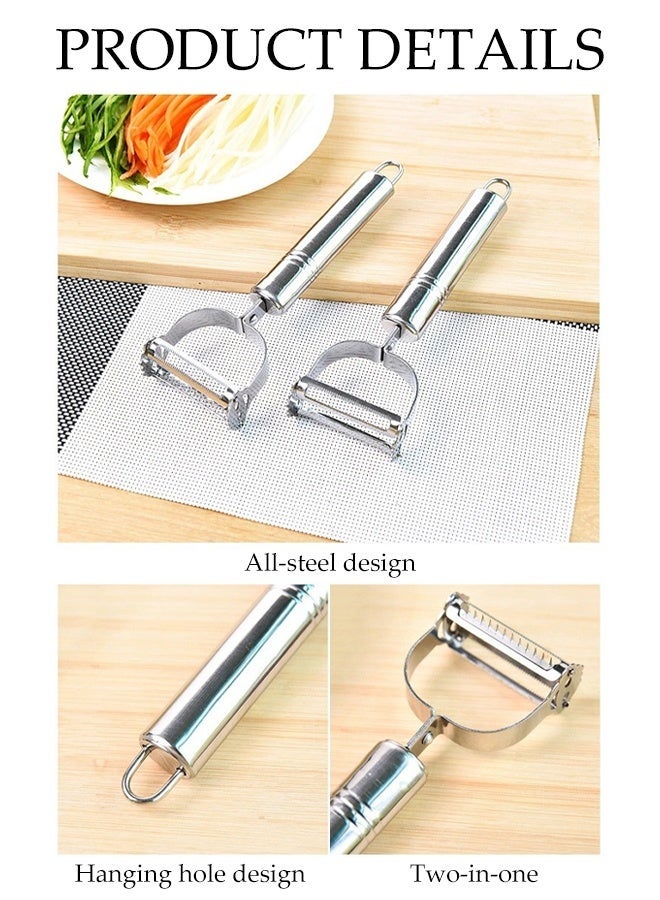 DUNISO Stainless Steel Peeler,2-In-1 Double-Head Planer Vegetable Grater,Fruit Planer Peeling Knife,Multi-Functional Fruit Vegetable Shredder Slicer,with Hanging Loop,Quick Smooth,for Peeling Vegetables and Fruits - Image 3