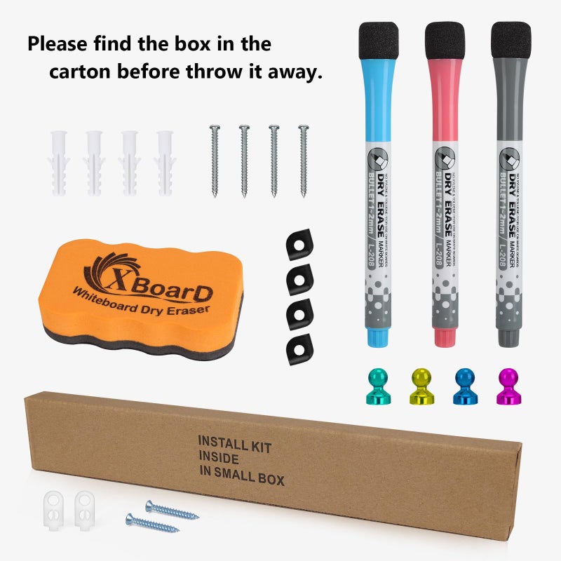 XBoard Magnetic Dry Erase Board/Whiteboard, 36 X 24 Inches, Double Sided White Board,1 Dry Eraser & 3 Dry Erase Markers & 4 Push Pin Magnets - Image 2