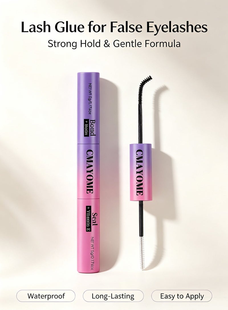 CMAYOME Eyelash Glue Bond and Seal, 2-in-1 Lash Cluster Glue with Black Bond and Clear Seal, Strong Hold for 72H, Long-Lasting Eyelash Extension Glue for Individual Lashes, DIY Cluster Lashes, Beginners and Home Use - Image 1