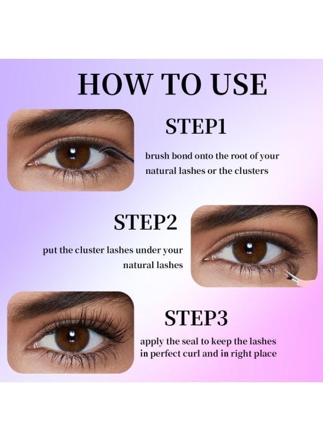 CMAYOME Eyelash Glue Bond and Seal, 2-in-1 Lash Cluster Glue with Black Bond and Clear Seal, Strong Hold for 72H, Long-Lasting Eyelash Extension Glue for Individual Lashes, DIY Cluster Lashes, Beginners and Home Use - Image 4
