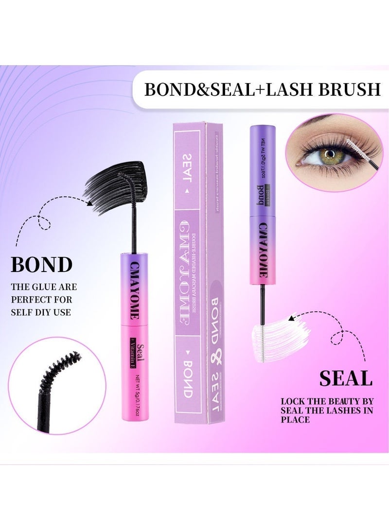 CMAYOME Eyelash Glue Bond and Seal, 2-in-1 Lash Cluster Glue with Black Bond and Clear Seal, Strong Hold for 72H, Long-Lasting Eyelash Extension Glue for Individual Lashes, DIY Cluster Lashes, Beginners and Home Use - Image 2