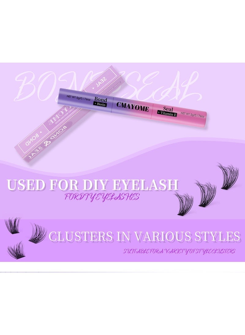CMAYOME Eyelash Glue Bond and Seal, 2-in-1 Lash Cluster Glue with Black Bond and Clear Seal, Strong Hold for 72H, Long-Lasting Eyelash Extension Glue for Individual Lashes, DIY Cluster Lashes, Beginners and Home Use - Image 3