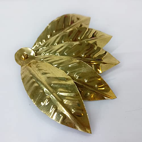 MAYAPURI Pure Brass Amra Pallav for Puja or Original Pital Pooja Aam Patta/Mango Leaves 3.5x3x3.5 inches, For Religious and Worship use, Small Size (Pack of 1) - Image 4
