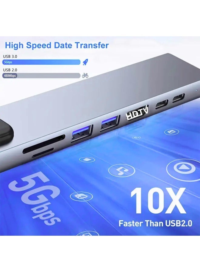 8-in-1 USB-C Hub Docking Station | 4K HDMI, 100W PD Fast Charging, RJ45 Ethernet, SD/TF Card Reader, 3×USB 3.0 Ports | Multiport Adapter for MacBook, Windows, Linux Devices - Image 5