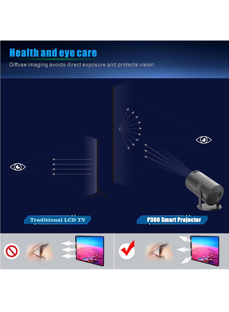 P300 Projector 4K Android11 WiFi Rotatable Smart TV 720P Cinema Portable Outdoor Sync Phone Proyector for 1080P 8K Movie - Image 3