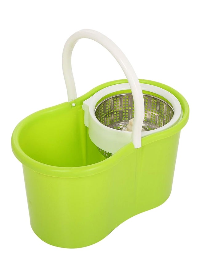 360-Degree Rotating Stainless Steel Spin Mop With Bucket Green/White - Image 2