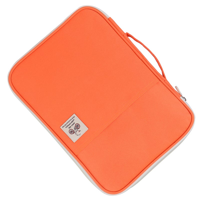 A4 Document Bag File Folder Portfolio Organizer Computer Notebook Zippered Case (Orange) - Image 2