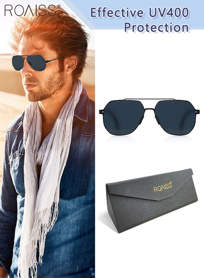 roaiss Men's Aviator Sunglasses, UV400 Protection Sun Glasses with Ultralight Metal Frame, Fashion Anti-Glare Sun Shades for Men Driving, Fishing, Traveling, Black - Image 1