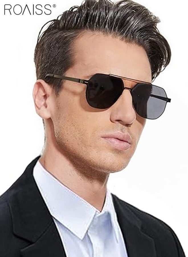 roaiss Men's Aviator Sunglasses, UV400 Protection Sun Glasses with Ultralight Metal Frame, Fashion Anti-Glare Sun Shades for Men Driving, Fishing, Traveling, Black - Image 2
