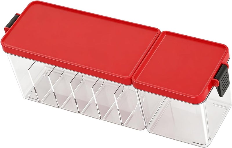 TOPINCN Cable Organizer Storage Box Clear with Lid for Desk Drawer (Red) - Image 3