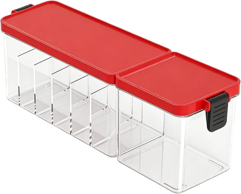TOPINCN Cable Organizer Storage Box Clear with Lid for Desk Drawer (Red) - Image 4