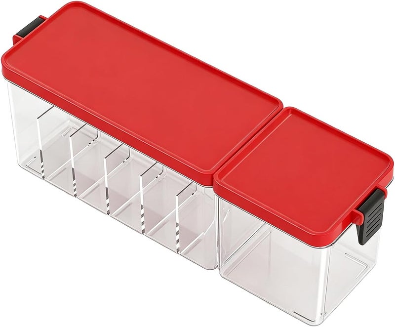 TOPINCN Cable Organizer Storage Box Clear with Lid for Desk Drawer (Red) - Image 5