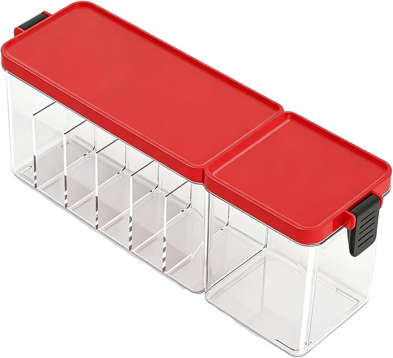 TOPINCN Cable Organizer Storage Box Clear with Lid for Desk Drawer (Red) - Image 1