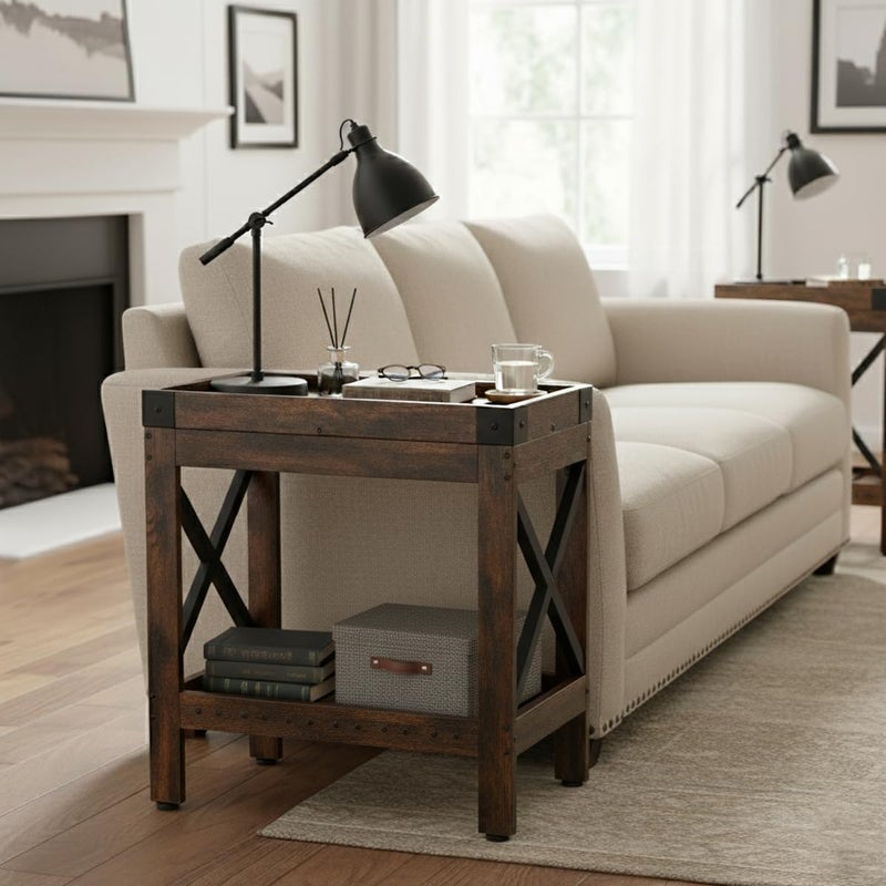 ZEXVIDA Narrow Side Table, Slim End Table,Sofa Side Table, End Table Nightstand for Bedroom, Living Room, Small Spaces - Image 2