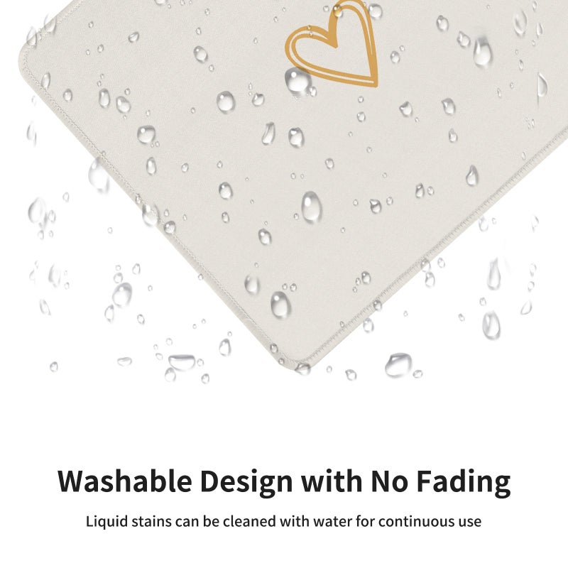 Seorsok Square Aesthetic Cute Heart Mouse Pad,Office Home Personalized Mouse Mat Design,Waterproof Funny Mousepad,Non-Slip Rubber Base Computer Mouse Pads for Wireless Mouse,Beige - Image 3