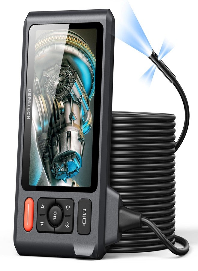 Depstech Triple Lens Sewer Inspection Camera With 50Ft Semi-Rigid Cable, 5"Ips Screen Endoscope Lights, 1080P Industrial Borescope, Split Screen, Waterproof Drain Pipe Camera,Carrying Case - Image 1