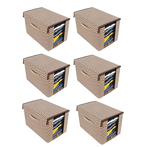 SHREY CREATION Printed Shirt Stacker/Cloth Storage Foldable Wardrobe/closet Organizer With Handle and Lid For T-shirts,Shirts & Clothes Cover (Pack Of 6) - Image 1