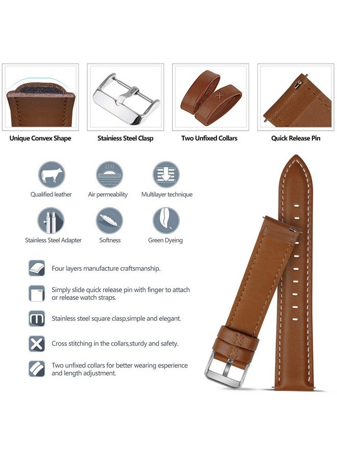 Fullmosa - Fullmosa 20mm Quick Release Replacement Watch Straps/Band Compatible for Samsung Galaxy Watch 5 40mm 44mm/Pro 45mm/Watch 4 40mm 44mm/Classic 46mm 42mm(2021) - Brown - Image 1