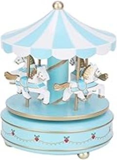 Rosvola Music Box, Durable Long Time Quality Synthetic Resin Abs Material Standard Size Carousel Music Box, Study Room for Home Office(Blue) 