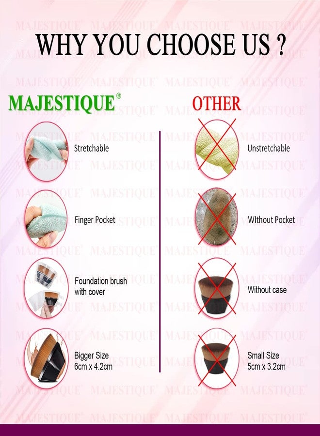Majestique Flat Foundation Brush with Facial Cleaning Sponge for Daily face Washing, Exfoliating & Makeup Blending - Color May Vary - Image 5