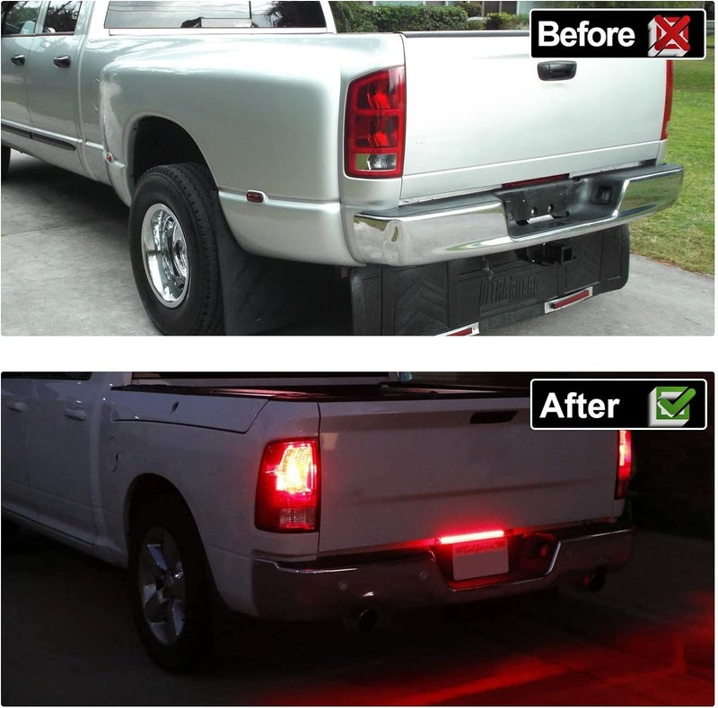 SHINEFIT LED Tailgate Light Bar Compatible with Ram 2500 3500 Dually Models 2006-2018, F1 Strobe Flash LED Tailgate ID Lightbar Smoked Lens - Image 5