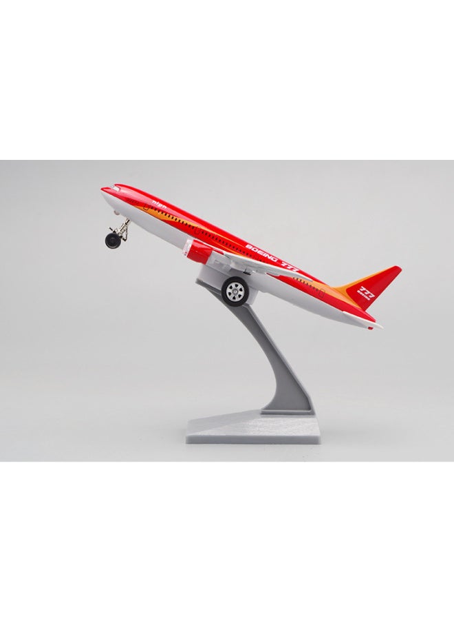 Simulation Boeing 777 Passenger Plane Color-per Alloy Aircraft Model Airbus Acousto-optic Pullback Children's Boy Toy-Color:Red  - Image 1
