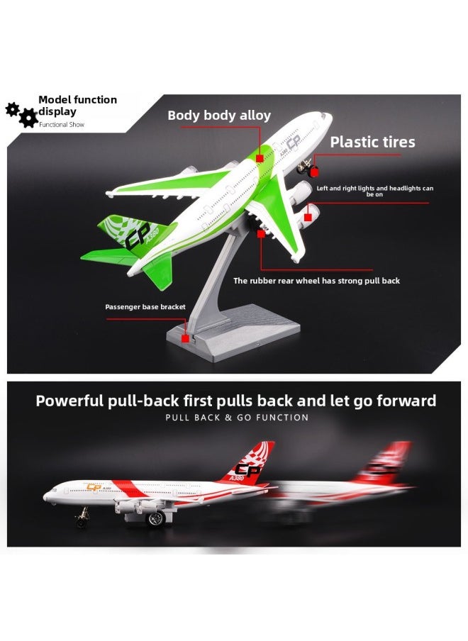 Simulation Boeing 777 Passenger Plane Color-per Alloy Aircraft Model Airbus Acousto-optic Pullback Children's Boy Toy-Color:Red  - Image 5