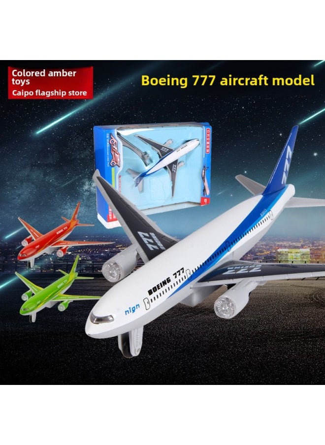 Simulation Boeing 777 Passenger Plane Color-per Alloy Aircraft Model Airbus Acousto-optic Pullback Children's Boy Toy-Color:Red  - Image 3