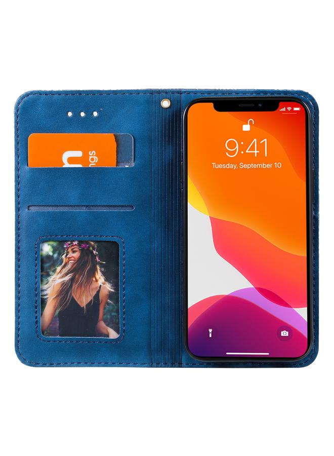 زبون جراب لهاتف iPhone 13 من الجلد المغناطيسي الأفقي المزخرف بنقوش زهور محظوظة مع حامل وفتحات للبطاقات - Image 4