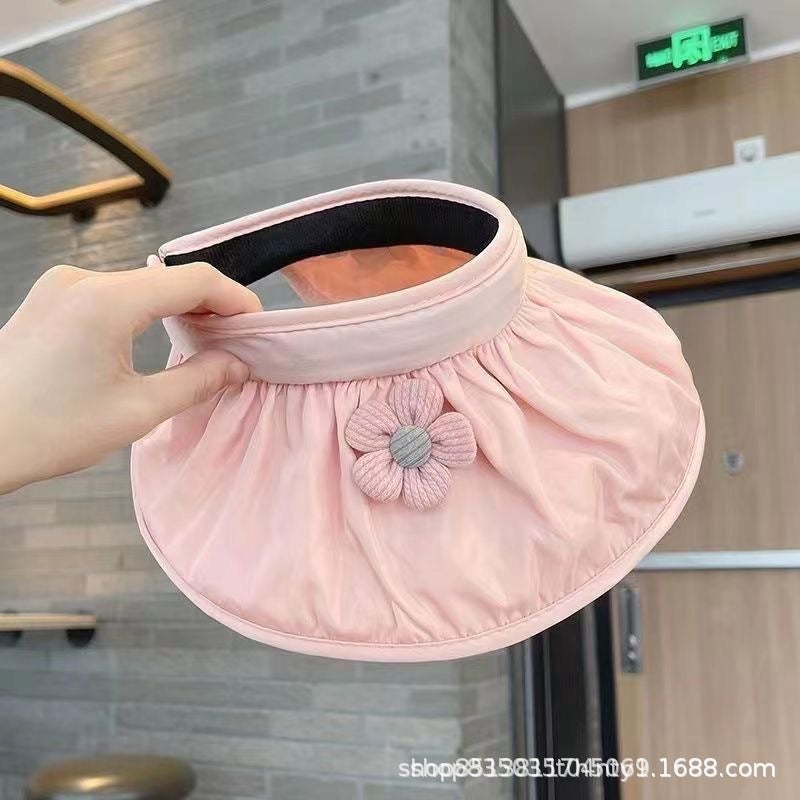 Childrens empty top sun hat boys and girls hat summer headband sun hat baby sun hat parent-child shell hat tide Small pink shell hat-pink