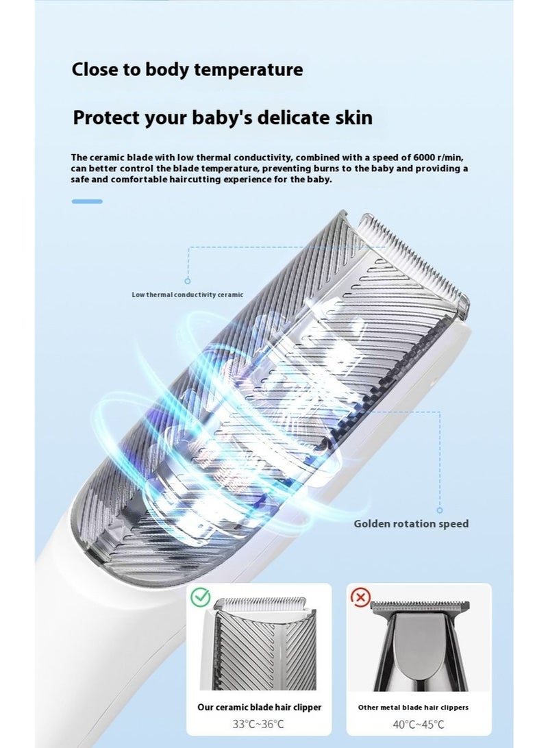 ماكينة حلاقة شعر للأطفال مع مكنسة كهربائية | هادئة وقابلة للشحن | مقاومة للماء IPX7 | مناسبة للرضع والأطفال - Image 4