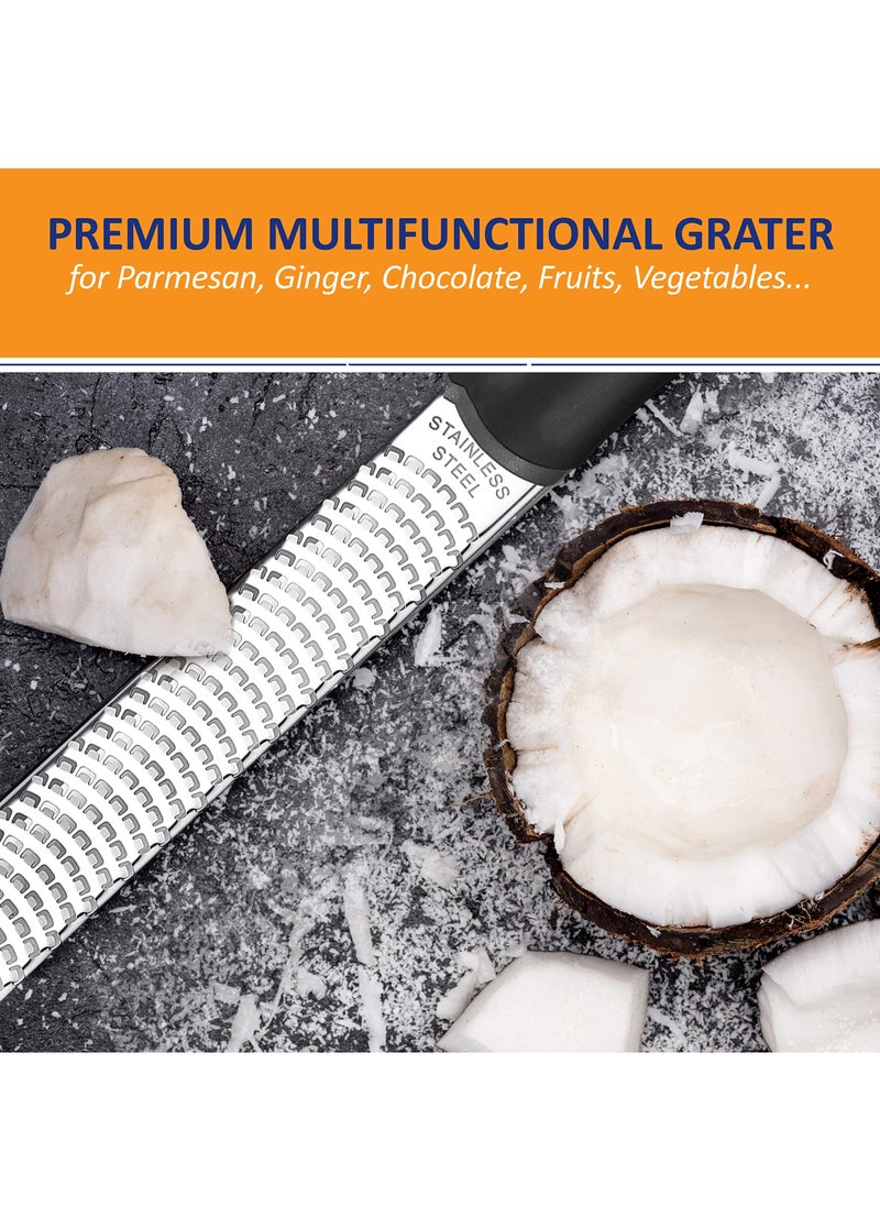 Bukela - Lemon Zester, Cheese Grater, Premium Citrus Zester, Kitchen Grater for Parmesan, Chocolate, Fruits, Vegetables, Ginger, Garlic, Nutmeg, Stainless Steel Kitchen Cheese Grater - Image 1