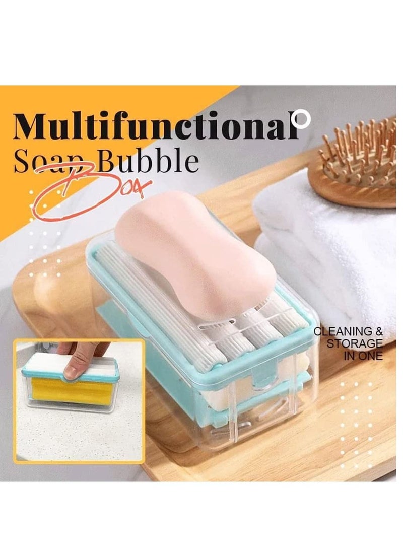 SYOSI - Soap Box Bathroom Countertop Soap Dishes Foam Soap Dispenser with Roller and Drain Holes Cleaning Storage in One Multifunctional Soap Bubble Box Quick Foam Quick Drain to Keep Countertops Clean - Image 1