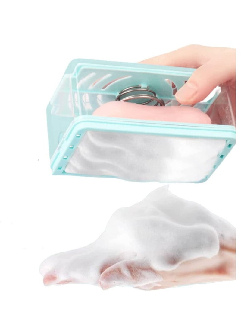 SYOSI - Soap Box Bathroom Countertop Soap Dishes Foam Soap Dispenser with Roller and Drain Holes Cleaning Storage in One Multifunctional Soap Bubble Box Quick Foam Quick Drain to Keep Countertops Clean - Image 1