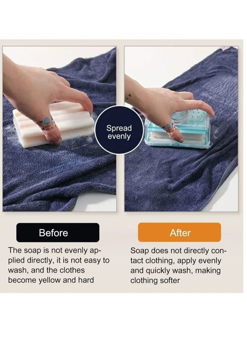 SYOSI - Soap Box Bathroom Countertop Soap Dishes Foam Soap Dispenser with Roller and Drain Holes Cleaning Storage in One Multifunctional Soap Bubble Box Quick Foam Quick Drain to Keep Countertops Clean - Image 1