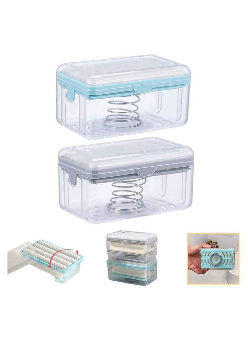 SYOSI - Soap Box Bathroom Countertop Soap Dishes Foam Soap Dispenser with Roller and Drain Holes Cleaning Storage in One Multifunctional Soap Bubble Box Quick Foam Quick Drain to Keep Countertops Clean - Image 1