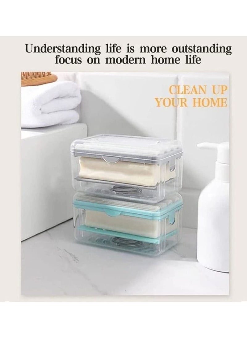 SYOSI - Soap Box Bathroom Countertop Soap Dishes Foam Soap Dispenser with Roller and Drain Holes Cleaning Storage in One Multifunctional Soap Bubble Box Quick Foam Quick Drain to Keep Countertops Clean - Image 1