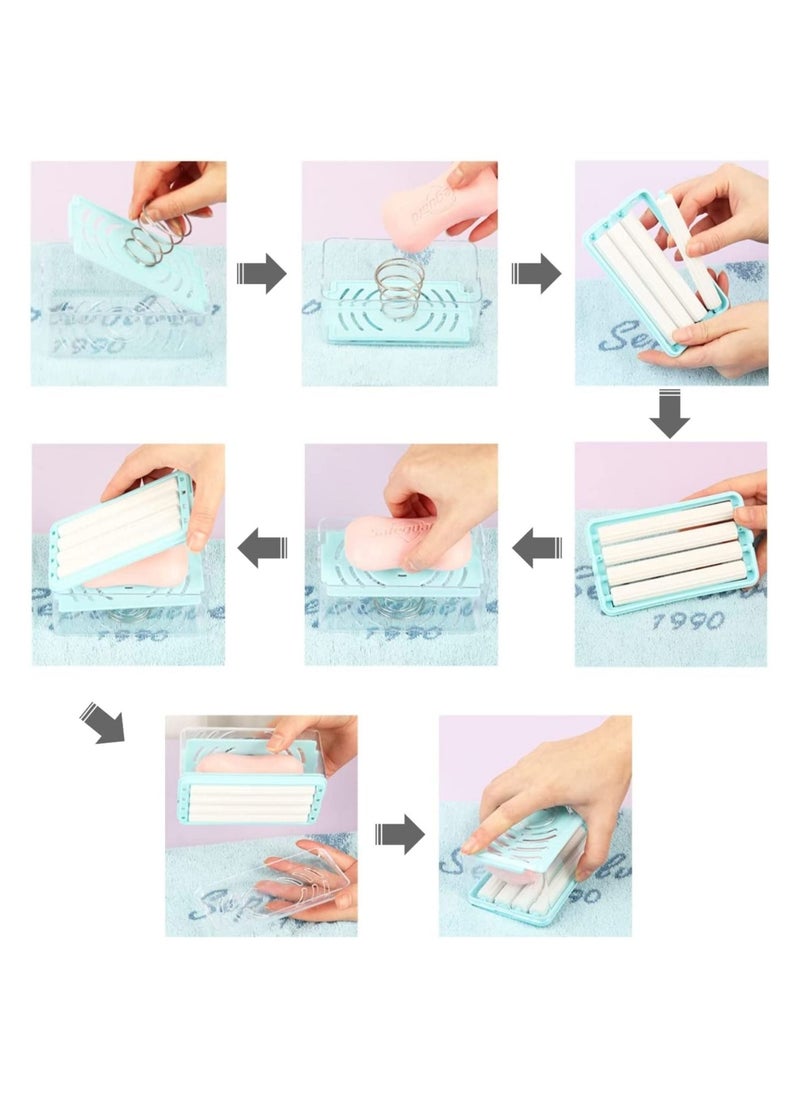 SYOSI - Soap Box Bathroom Countertop Soap Dishes Foam Soap Dispenser with Roller and Drain Holes Cleaning Storage in One Multifunctional Soap Bubble Box Quick Foam Quick Drain to Keep Countertops Clean - Image 1