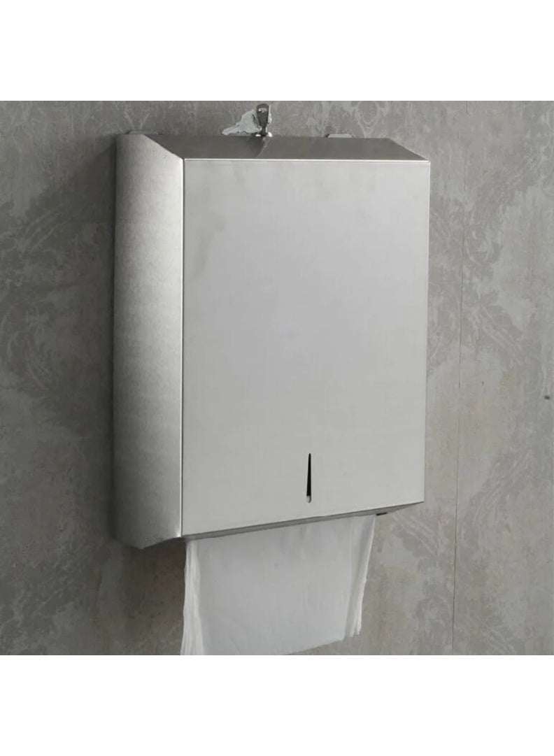 Tissue holder with a capacity of (500 tissues) equipped with a tamper-proof key, made of stainless steel (silver color). - Image 1