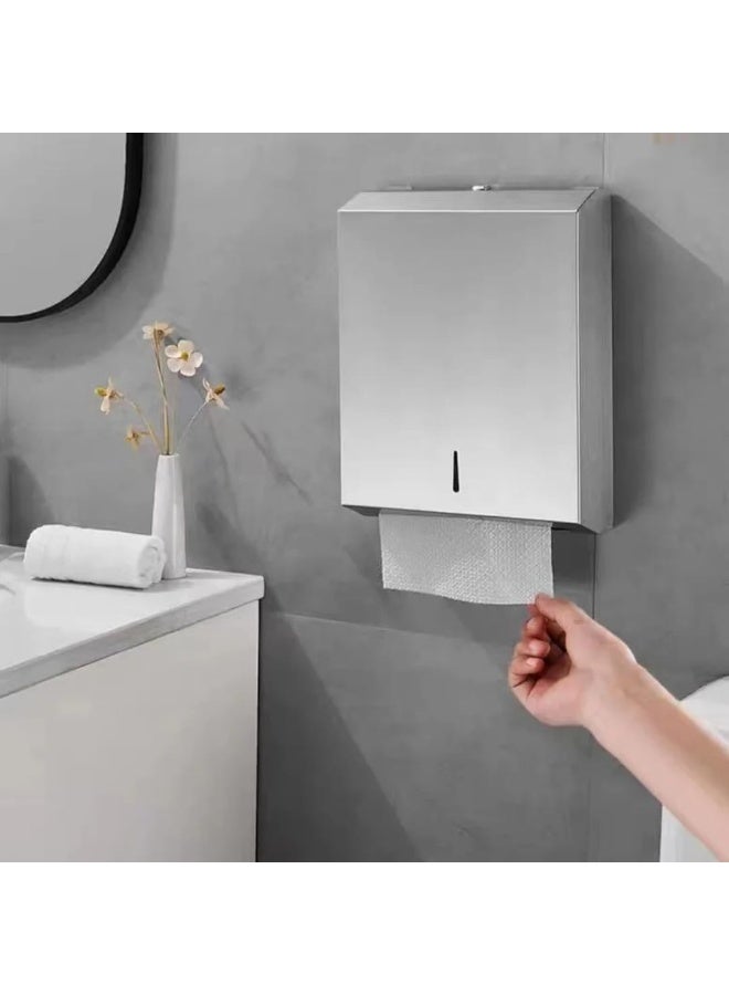 Tissue holder with a capacity of (500 tissues) equipped with a tamper-proof key, made of stainless steel (silver color). - Image 4