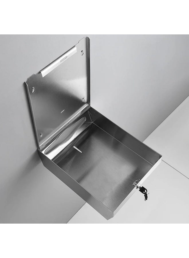 Tissue holder with a capacity of (500 tissues) equipped with a tamper-proof key, made of stainless steel (silver color). - Image 2