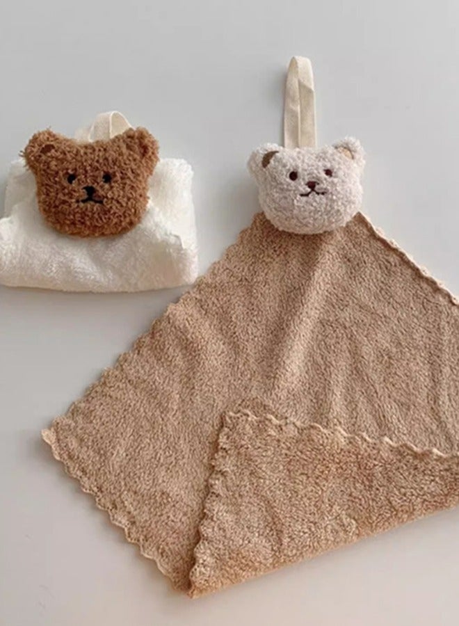 2-Piece Quick-Drying Hanging Decorative Fun Towels Cute Bear Handkerchief Baby With Hanging Rope Face Towel kindergarten Absorbent Hand Towel Children's Face Towel  - Image 4