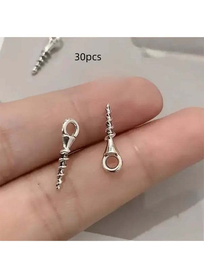 30 برغي عين معدني فضي لتعليق إطارات الصور وأعمال الحرف اليدوية DIY وتركيب خزانات الحائط - Image 1