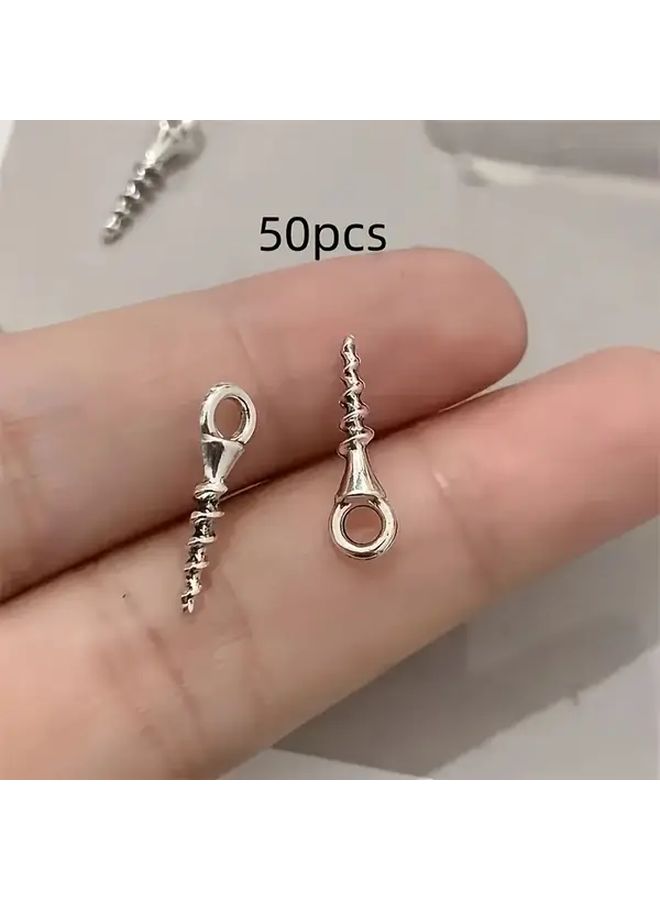 30 برغي عين معدني فضي لتعليق إطارات الصور وأعمال الحرف اليدوية DIY وتركيب خزانات الحائط - Image 2