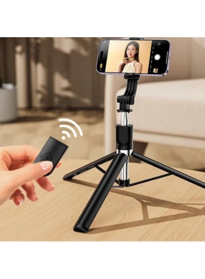 Selfie Stick Tripod, (170 cm) Extendable Tripod with Rechargeable Bluetooth Remote,Removable fill light， Compatible with iPhone and Android Smartphones, Perfect for Travel, Vlog, Video and Photo, Black - Image 2