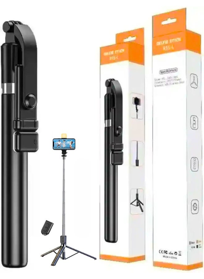 عصا سيلفي مع حامل ثلاثي 170 سم قابلة للتمديد مع ريموت كنترول، حامل هاتف محمول مع دوران 360 درجة، متوافق مع هواتف آيفون وأندرويد - Image 1