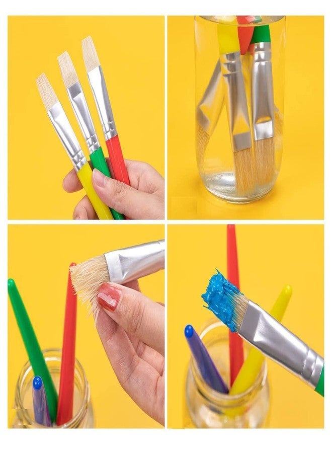KRYTONE�Childrens Paint Brushes Set Flat Tip Painting Brushes Starter Set with Handle and Hog Bristles, Colorful Paint Brushes for Kids Children Toddlers Beginners Art Supplies (4) - Image 4