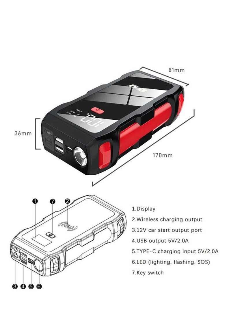 Generic - Power Bank 12,000 mAh, Wireless, With Flashlight, wireless Charging, Cables To Charge The Mobile Phone, And a Cable To Charge The Car - Image 1